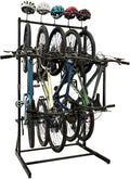 Upgraded Freestanding Bike Rack Storage - Vertical Bike Stand Max 5 Bikes with Helmet Holders, Heavy-Duty Solid Steel Bicycle Stand Indoor Garage Floor Stand