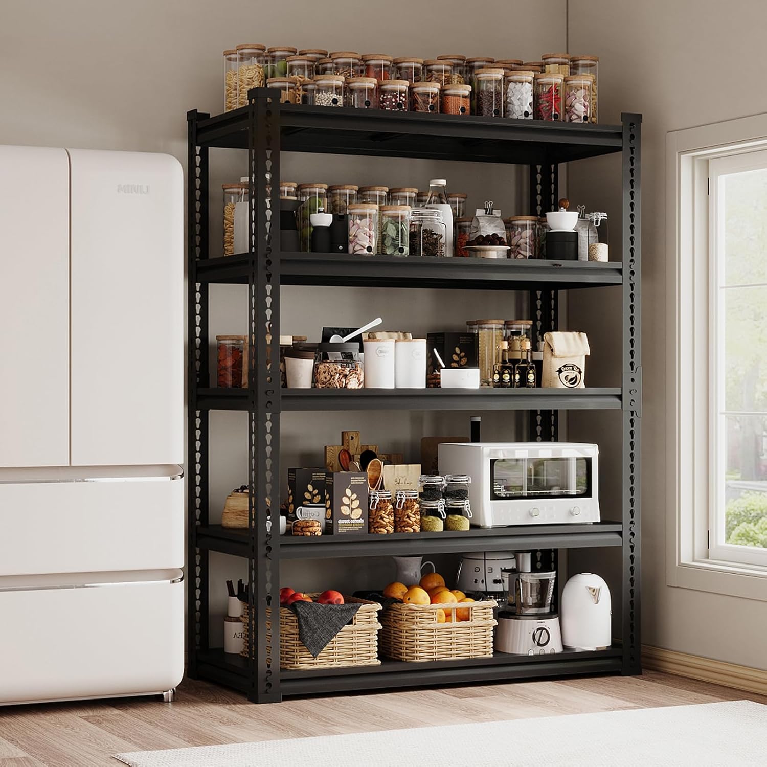 Garage Shelving, 48" Wide 5-Tier 3000lbs, Boltless Assembly, Adjustable Large Garage Storage Shelves, 48" W x 24" D x 72" H Heavy Duty Storage Rack