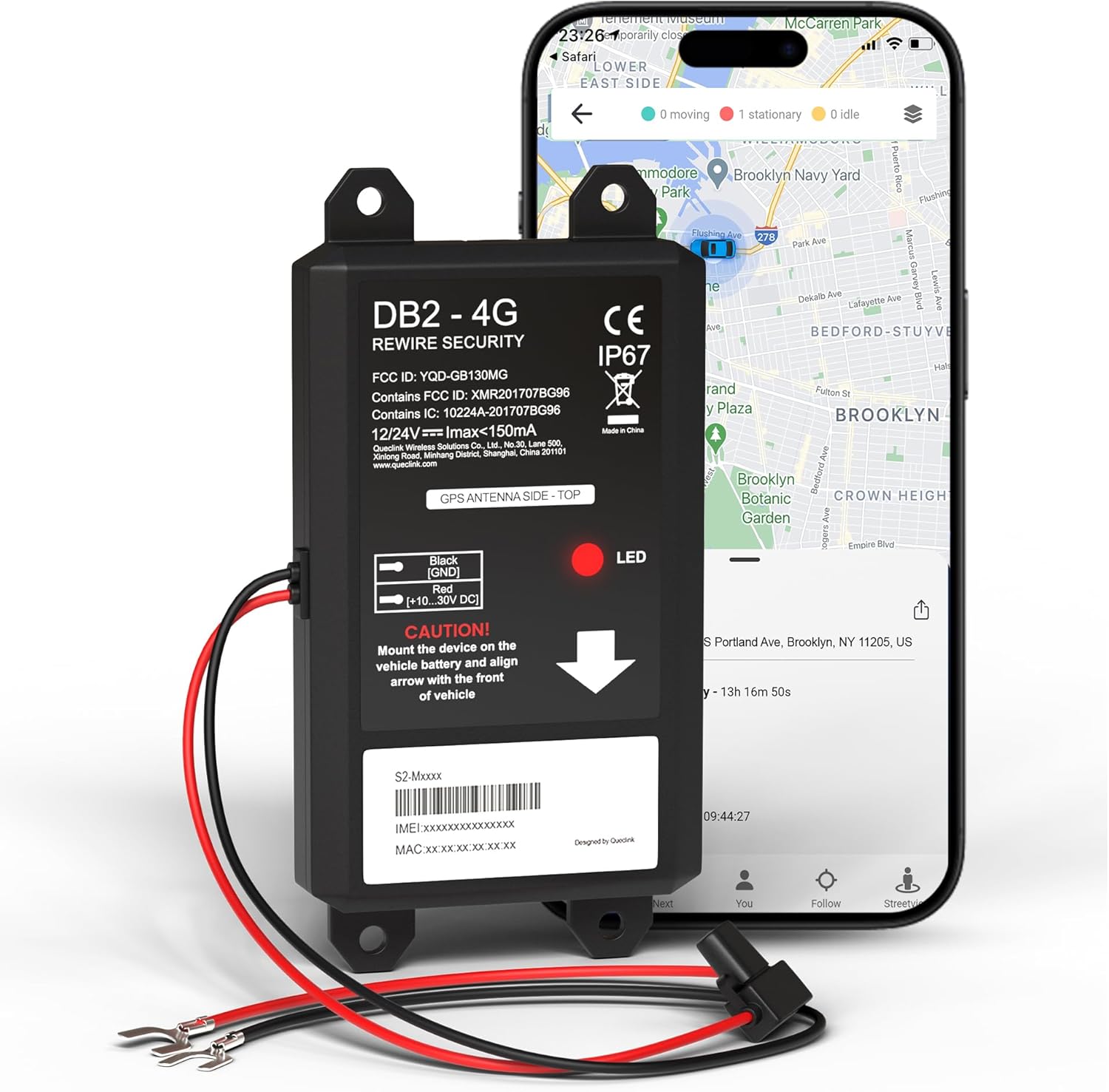 REWIRE SECURITY DB2 Wired GPS Tracker for Vehicles | Easy Installation on 8V–32V Batteries | Fits with Car, Truck, Trailer, RV, Van, Boat & Motorbike | Live Tracking | Low Cost Subscription Plans