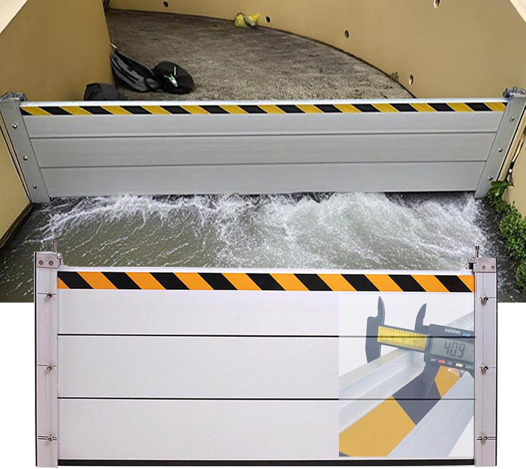 Reusable Heavy Duty Aluminum Flood Barriers for Home Exterior, Flood Protection Barriers Water Barrier Door Quick Detachable Garage Doors Detachable Mobile Rain Water Baffle ( H 55.1 inch L 5FT)