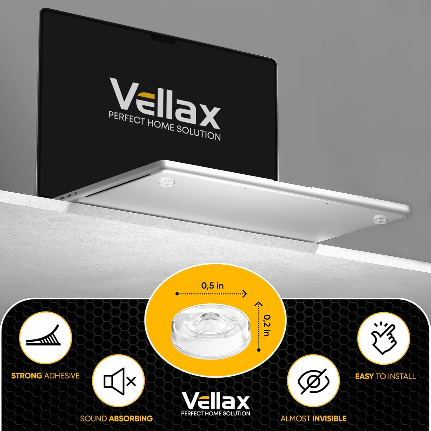 45 Clear Silicone Cabinet Door Bumpers – Self-Adhesive Pads, Quiet Soft Close Drawer Stoppers, Kitchen Sound Dampening Jelly Buttons – Vellax