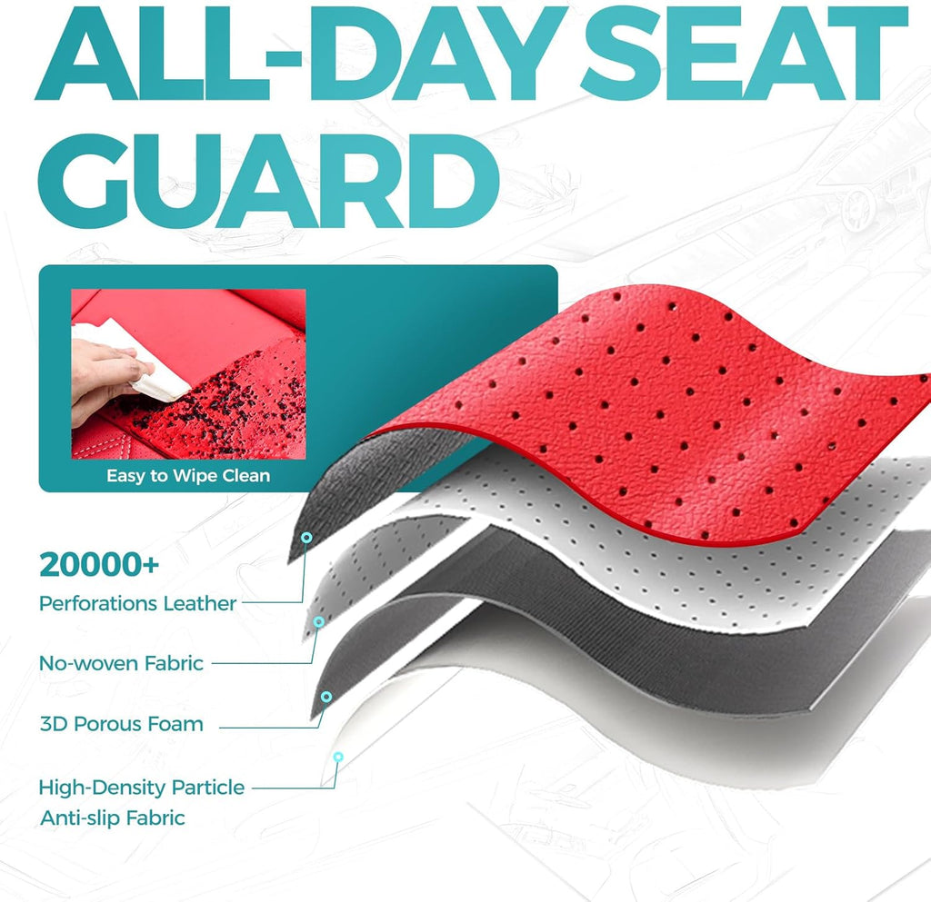 for Toyota Camry Seat Covers XSE XLE 2025 - Custom Fit Car Seat Covers Full Set, Leather Seat Covers for Cars, Waterproof Car Seat Cover, Red