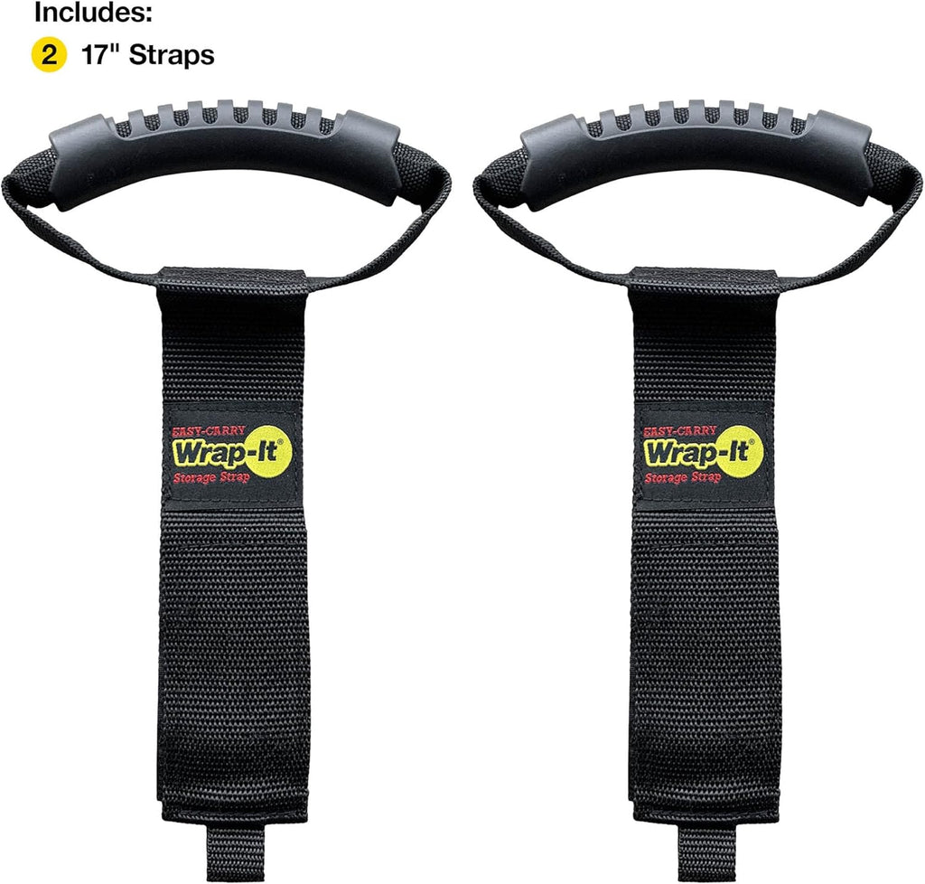 Easy-Carry Wrap-It Storage Straps - 17" (2-Pack) – Heavy-Duty Hook and Loop Cord Carrying Strap, Hanger, and Organizer with Handle for Pool Hoses, Garden Hoses, Cables, and Dad Gift Ideas…