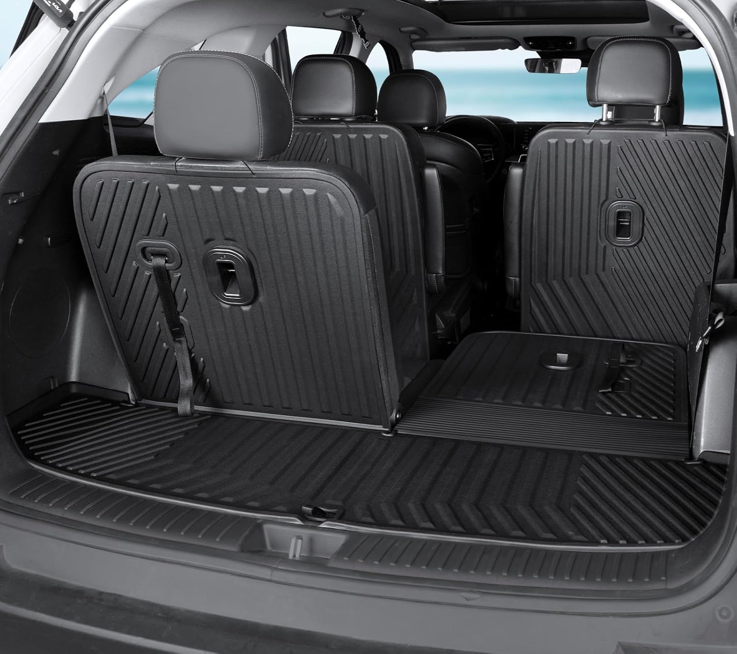GALVAGNIATE Floor Mats for 2021-2024 2025 Kia Sorento 6-Seat/7-Seat (Not for Hybrid), All Weather TPE Floor Mat and 2-in-1 Cargo Liner with Backrest Mat for Sorento Accessories