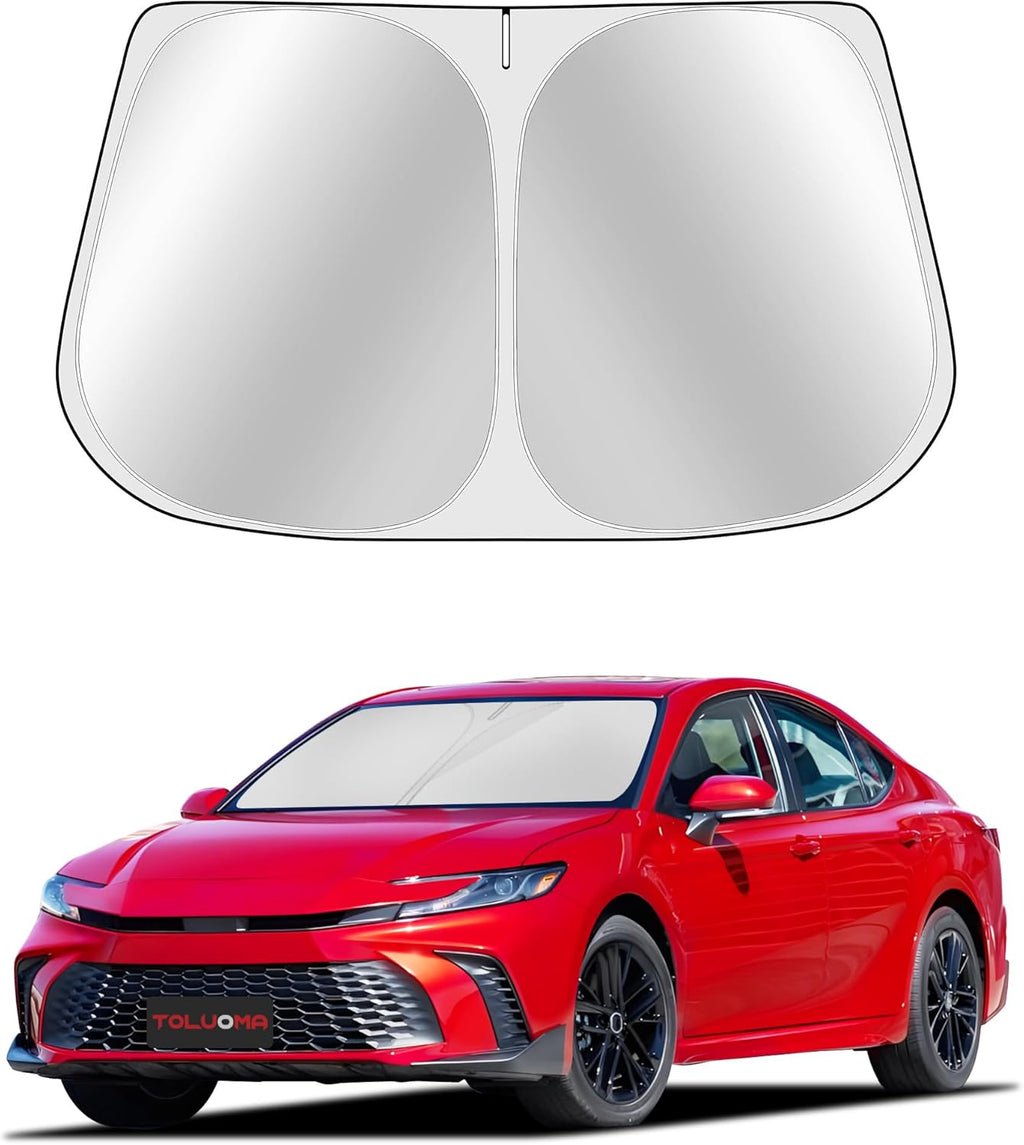 Custom Fit Windshield Sun Shade for Toyo-ta Camry 2025 - Full Coverage, 210T Reflective Fabric, Double-Layer Design - Blocks 99% UV Rays, Keeps Car Cool, Easy to Install and Store