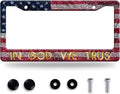 in God We Trust License Plate Frame American Flag License Plate Stainless Steel Funny License Plate Holder Personalized Christian Car Accessory Decoration 12.3" x 6.3"for Men Women