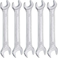 HARFINGTON 5pcs Double Open End Wrench 11mm x 13mm Metric 15 Degree Offset Angle Small Flat Head Wrench Galvanizing Open Ended Spanner for Automotive Repair Furniture Assembly