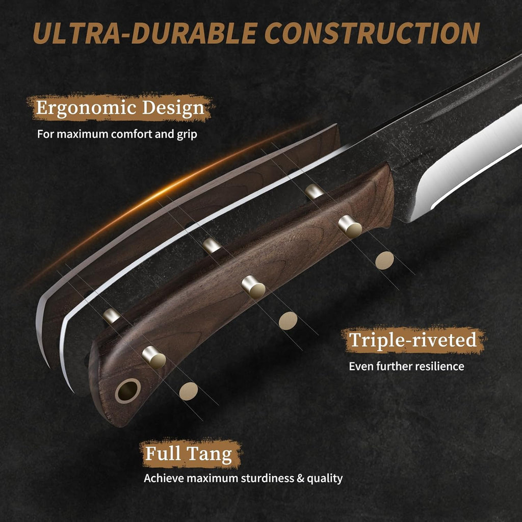Butcher Knife Set 3-Piece, Super Sharp Hand Forged Fillet Knife & Dividing Knives & Paring Knives Set, Upgraded High Carbon Stainless Steel Meat Cutting for Home, Outdoor