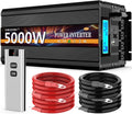5000 Watt Power Inverter 12V DC to 110V 120V Converter for Family RV Off Grid Solar System Car with Type-C Ports 3 AC Power Outlets Dual USB Ports LCD Display Wireless Remote Control