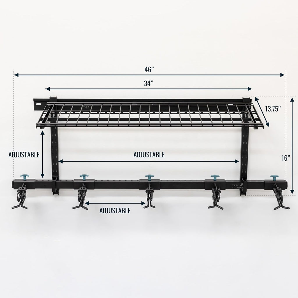 StoreYourBoard Lone Peak Ski Storage Rack and Wall Shelf, Holds 5 Pairs of Skis and Poles, Supports 300 lbs, 46 in x 13.75 in x 16 in