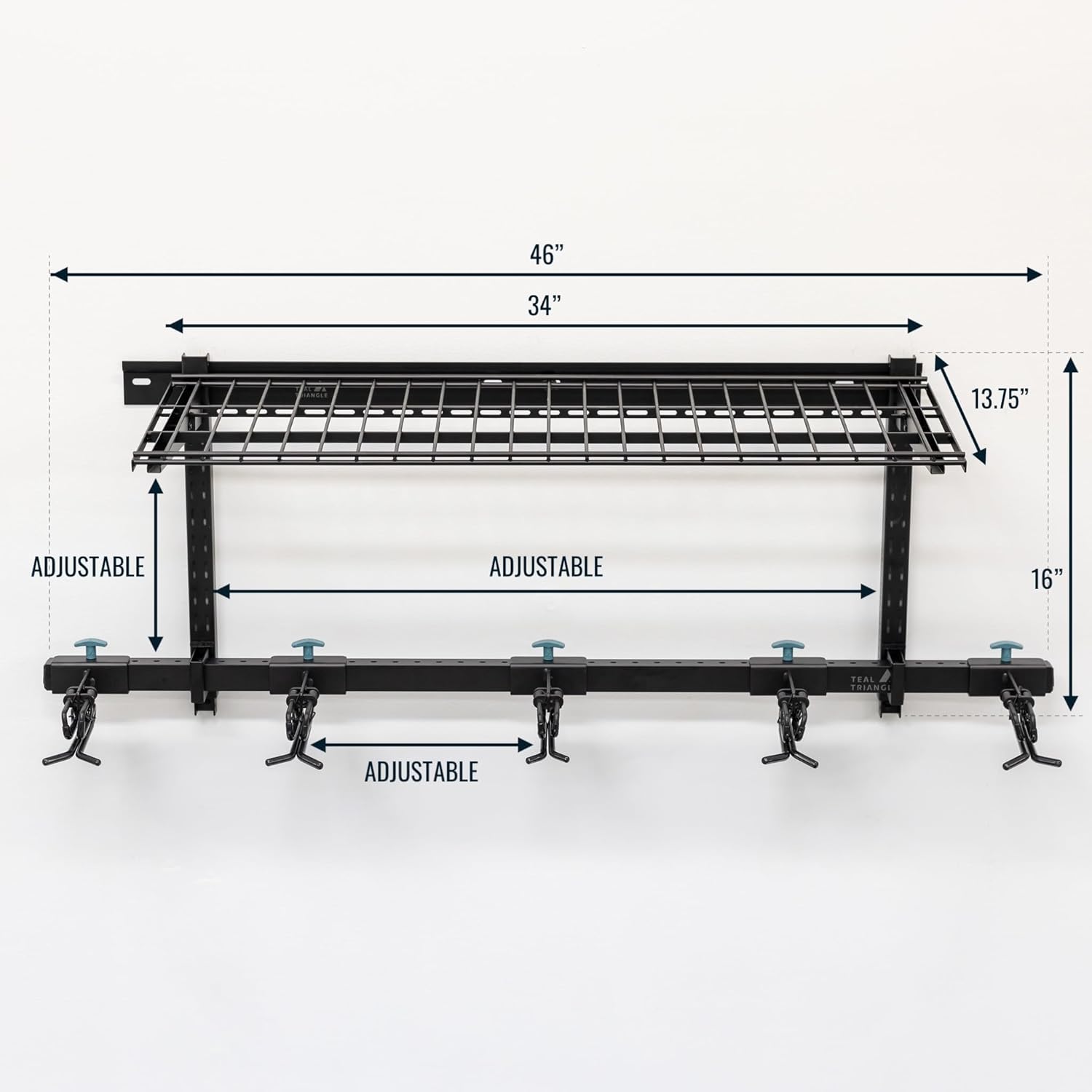 StoreYourBoard Lone Peak Ski Storage Rack and Wall Shelf, Holds 5 Pairs of Skis and Poles, Supports 300 lbs, 46 in x 13.75 in x 16 in