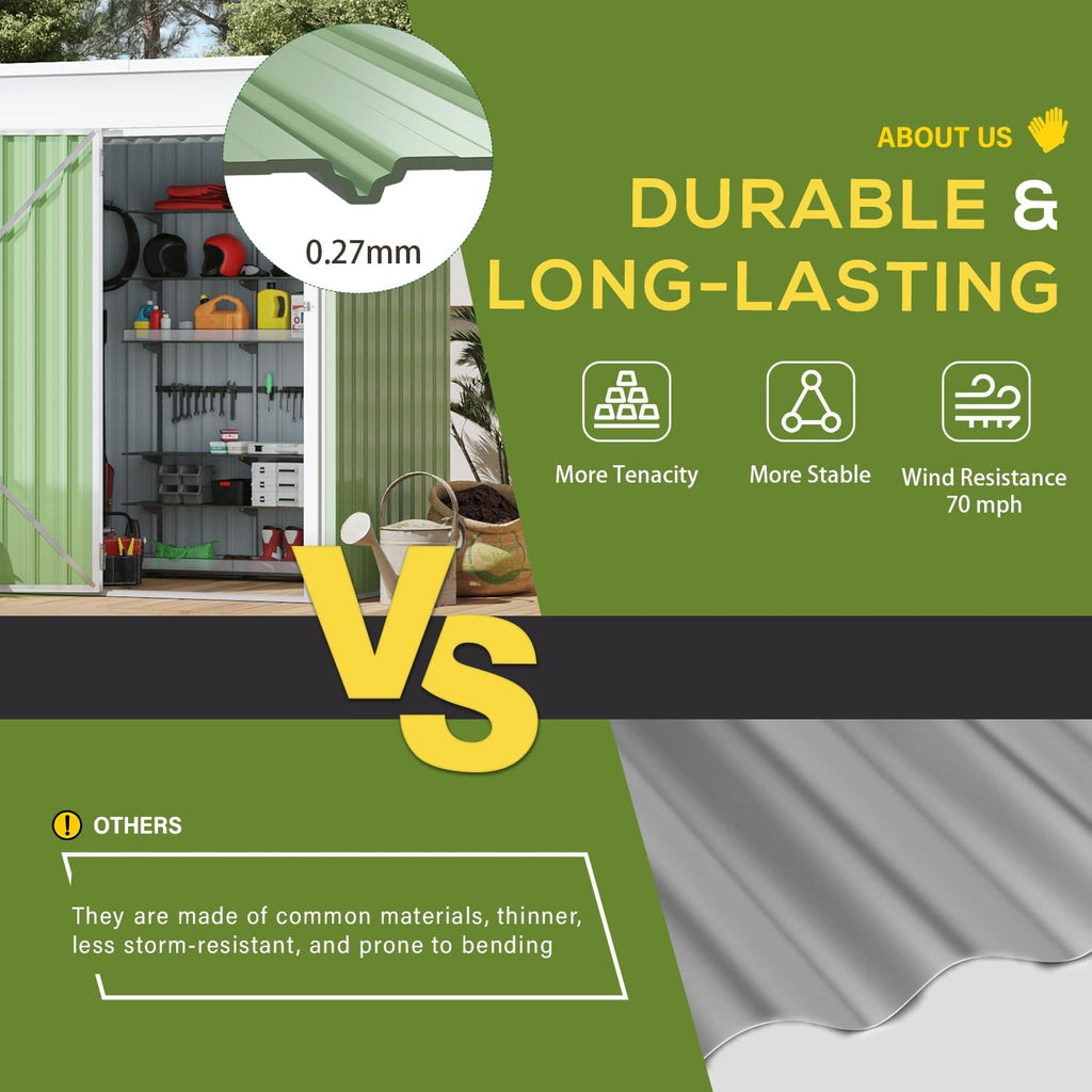 AECOJOY 5' x 3' Outdoor Storage Shed, Small 3x5 Metal Sheds & Outdoor Storage Clearance with Lockable Door, Utility and Tool Storage Cabinet Garden Shed for Backyard, Patio, Outside use in Green