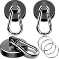 MIKEDE Strong Magnetic Hooks, 70LBS Magnetic Hooks Heavy Duty with Carabiner Hook, Strong Neodymium Magnets Hooks, Black Magnetic Hanger for Hanging, Kitchen, Grill, Locker, Cruise Ship Cabin - 3 Pack