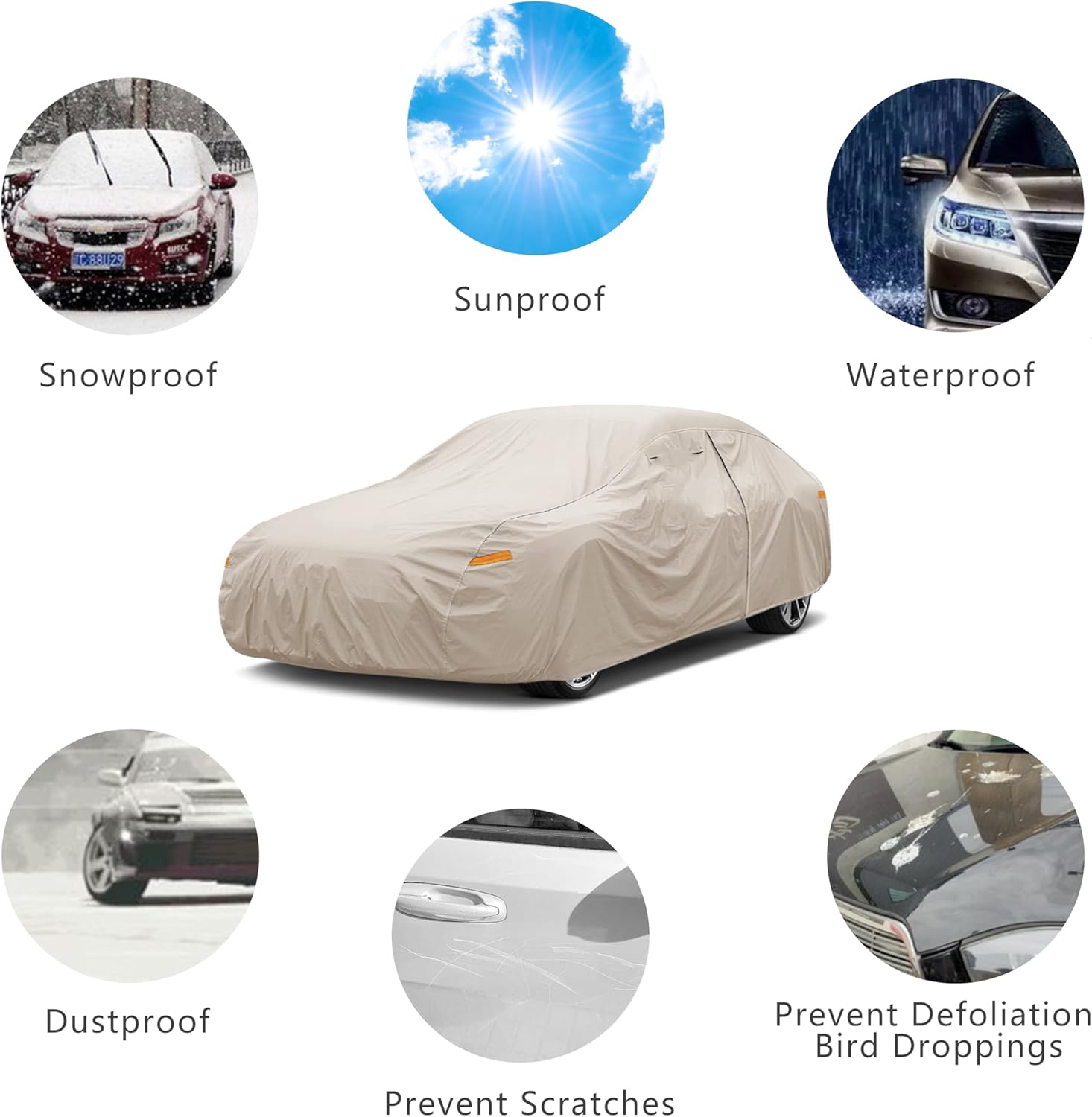 Heavy Duty Outdoor Car Cover Custom Fit for Chevrolet Corvette, Windproof All Weather Waterproof Sun Rain UV Dust Snow Protection Outdoor Car Covers