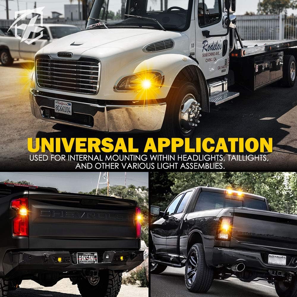 Xprite Amber LED Hideaway Strobe Lights Kit 20 Flashing Patterns w/Control Panel Headlights Taillights Fog Marker Light Mounting, for Construction Emergency Vehicles Trucks SUV Vans 12V Cars 4 PCs