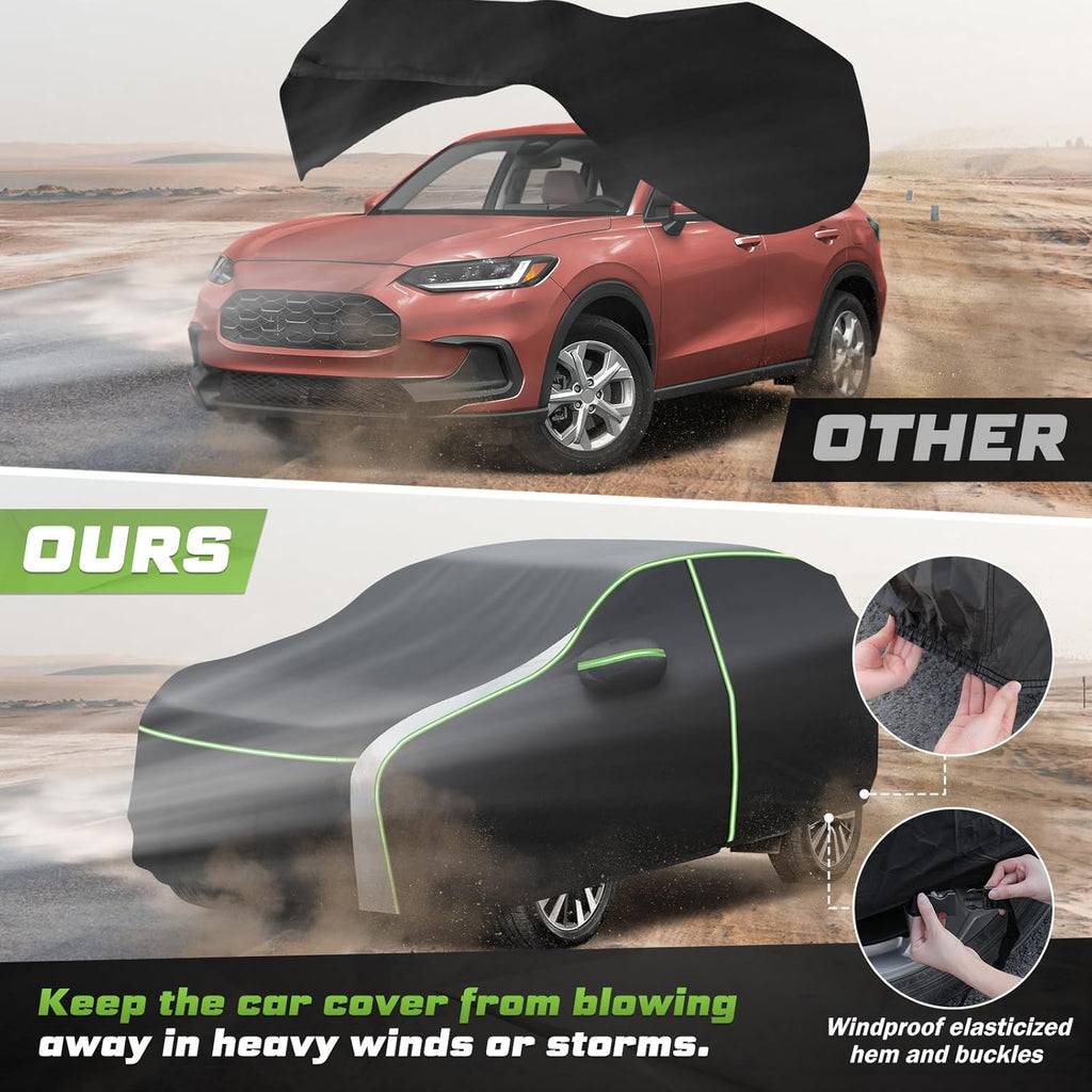 Mixsuper Liner Car Cover for Honda HR-V 1998-2026, 7 Layers Waterproof Car Cover Accessories for HRV with Zipper Door, Windproof Straps, Reflective Strips, Anti-UV, All Weather