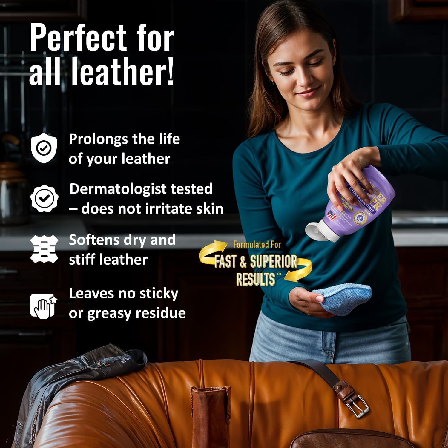Leather CPR Leather Cleaner And Conditioner - Leather Conditioner For Couch, Leather Conditioner For Purses, Leather Furniture Cleaner And Conditioner, Car Seat Cleaner, Leather Restore, 32 oz