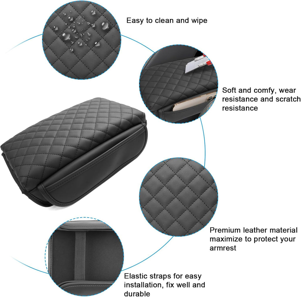 SXCY for 2024 2025 Crosstrek Armrest Cover (Thickened) for Subaru Crosstrek 2025 Accessories 2024 Crosstrek Center Console Cover 2025 Crosstrek Middle Console Cover (Checked, with Side Pockets)