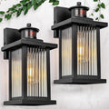 Porch Lights Outdoor Motion Sensor 2 Packs, Black Dawn to Dusk Outdoor Wall Light Fixture, Exterior Motion Sensor Light with Glass Shade, Rust Proof Motion Sensing Front Porch Light