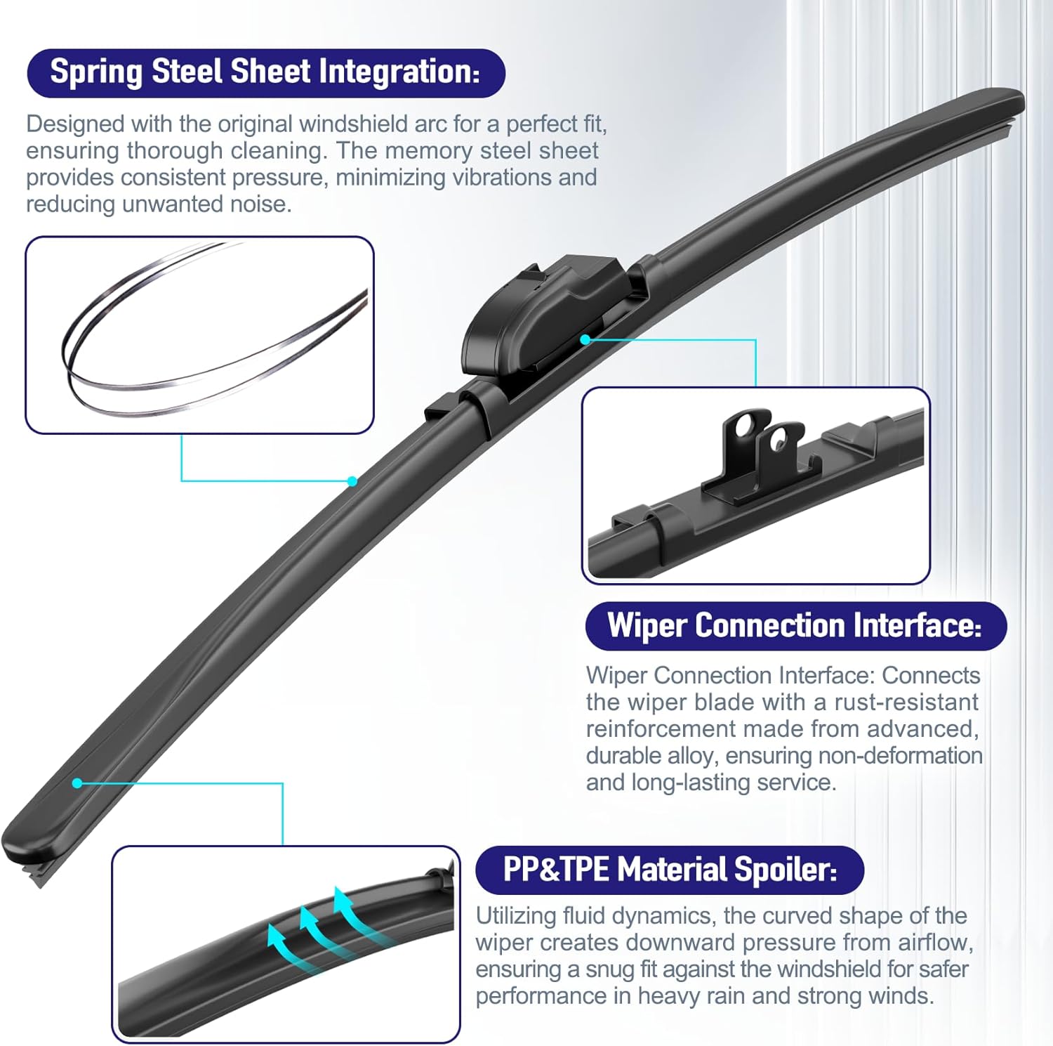 AJK Front Windshield Wiper for Honda Accord Crosstour 2010 2011 2012 2013 2014 2015, Original Equipment Back Window Wipers Blades, Conventional, Vehicle Specific Fit, Pack of 3