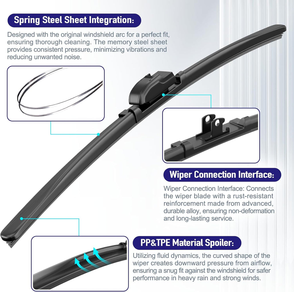 AJK Wiper Blades for Honda Accord 2003 2004 2005 2006 2007, 2 Piece All Weather OEM Quality Automotive Replacement Windshield Wiper Blades for My Car