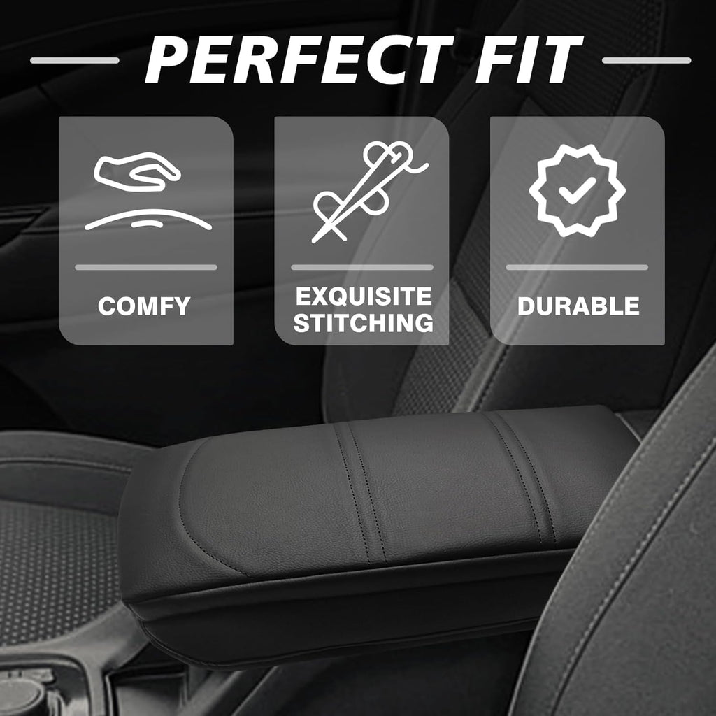 Muslogy Center Console Cover 1-Inch Extra Thick Armrest Pad Compatible with 2017-2023 GMC Acadia Arm Rest Cushion Padding Anti-Scratch Console Leather Lid Protector