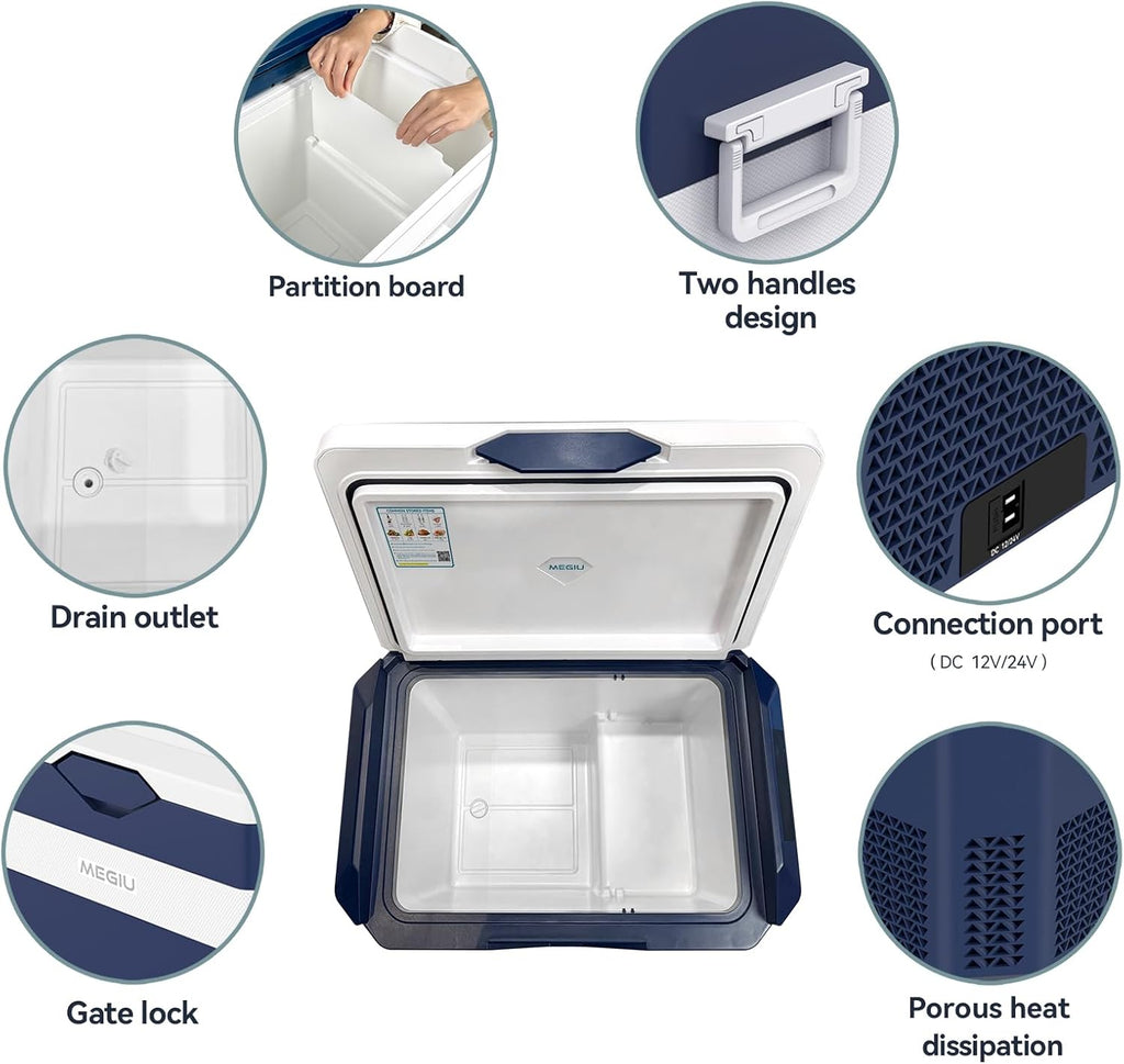 Car Fridge Portable 12V Refrigerator 40 Quart 12 Volt Freezer Compressor Cooler 12V/24V DC 110～240 V AC for Truck Van RV Camper SUV and Home Use (HC-38P5)