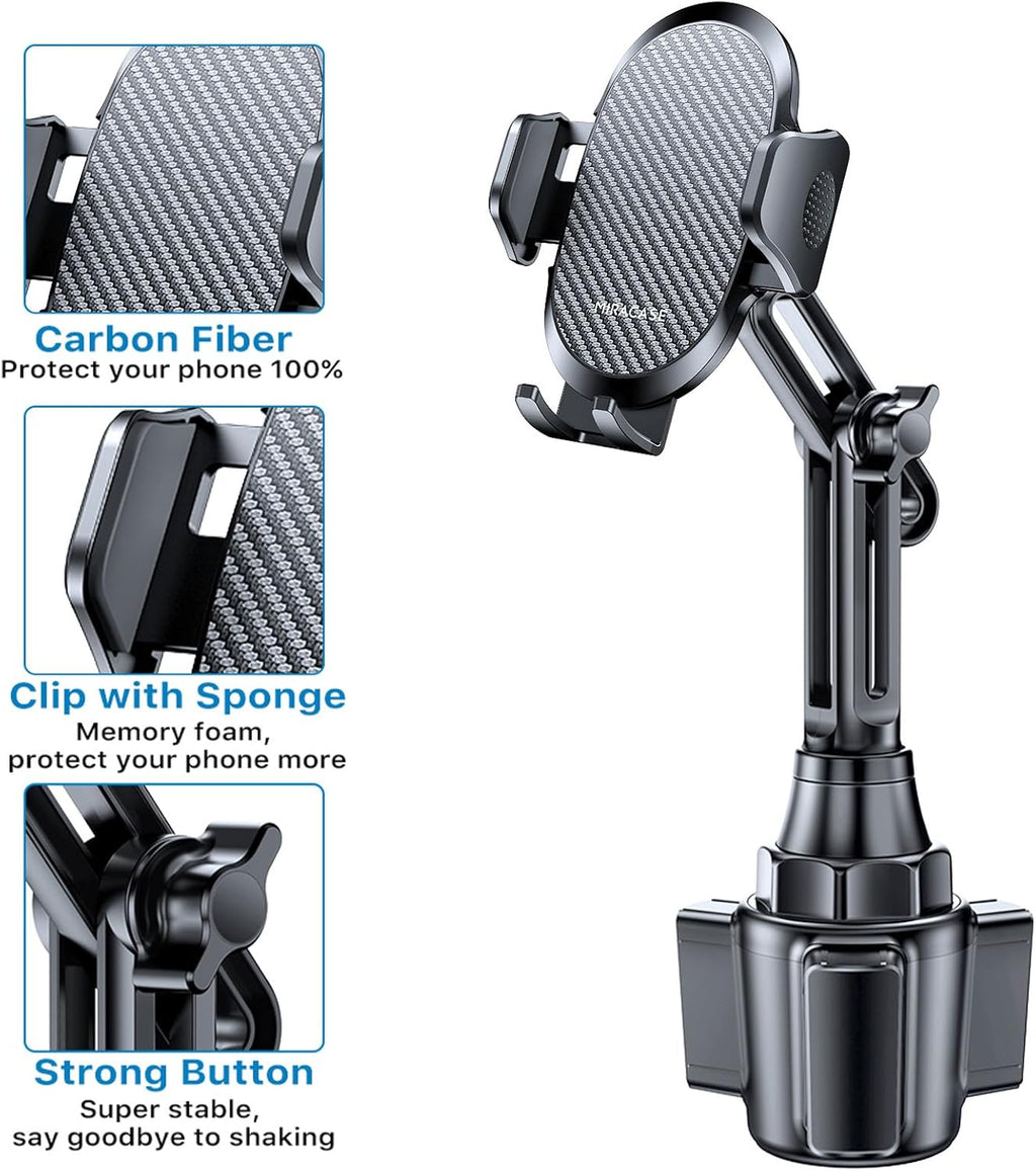 Miracase 2025 Upgraded Universal Cup Phone Holder for Car, [Rotatable & Adjustable] Long Neck Car Cup Holder Phone Mount Compatible with iPhone, Samsung, Google & More Smartphones