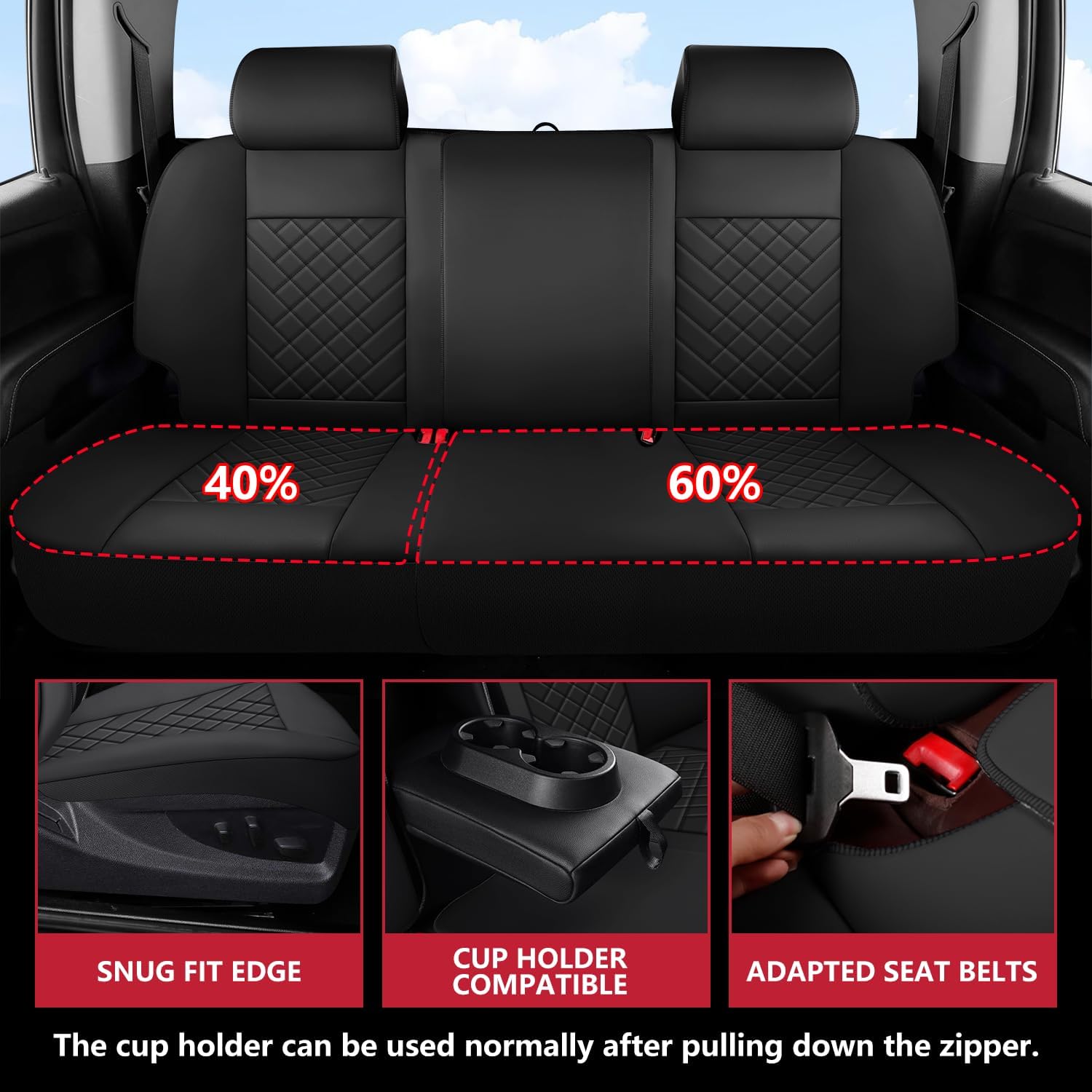 BABYBLU Chevy Chevrolet Silverado GMC Sierra Car Seat Covers Fit 2007-2023 2024 2025 1500/2500HD/3500HD (Black, Full Set)