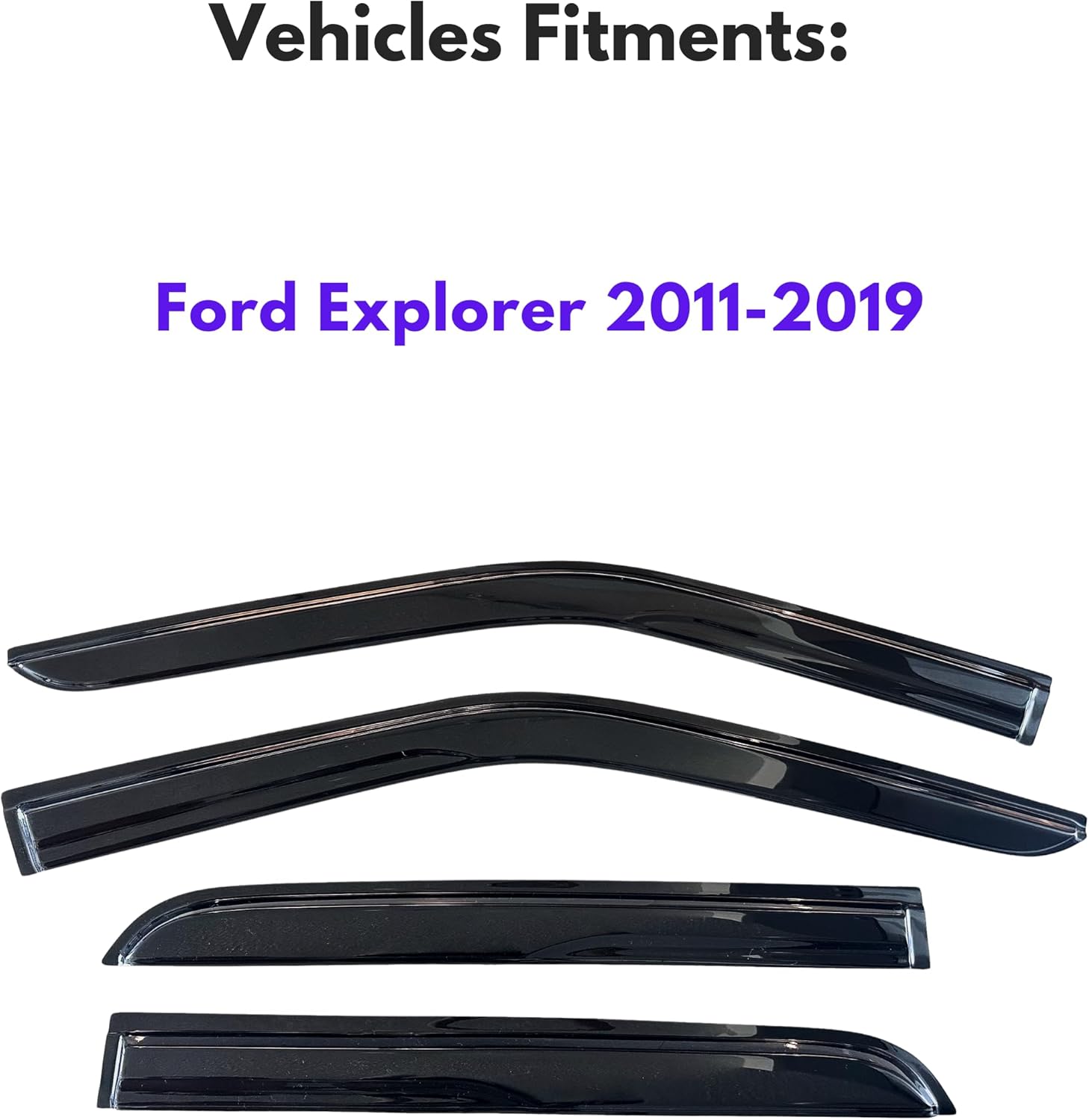 KPY Window Visor Compatible with Ford Explorer 2011-2019, 4PC Rain Guard Side Window Vent Deflectors Tape-On Mugen Style, 2011 2012 2013 2014 2015 2016 2017 2018 2019
