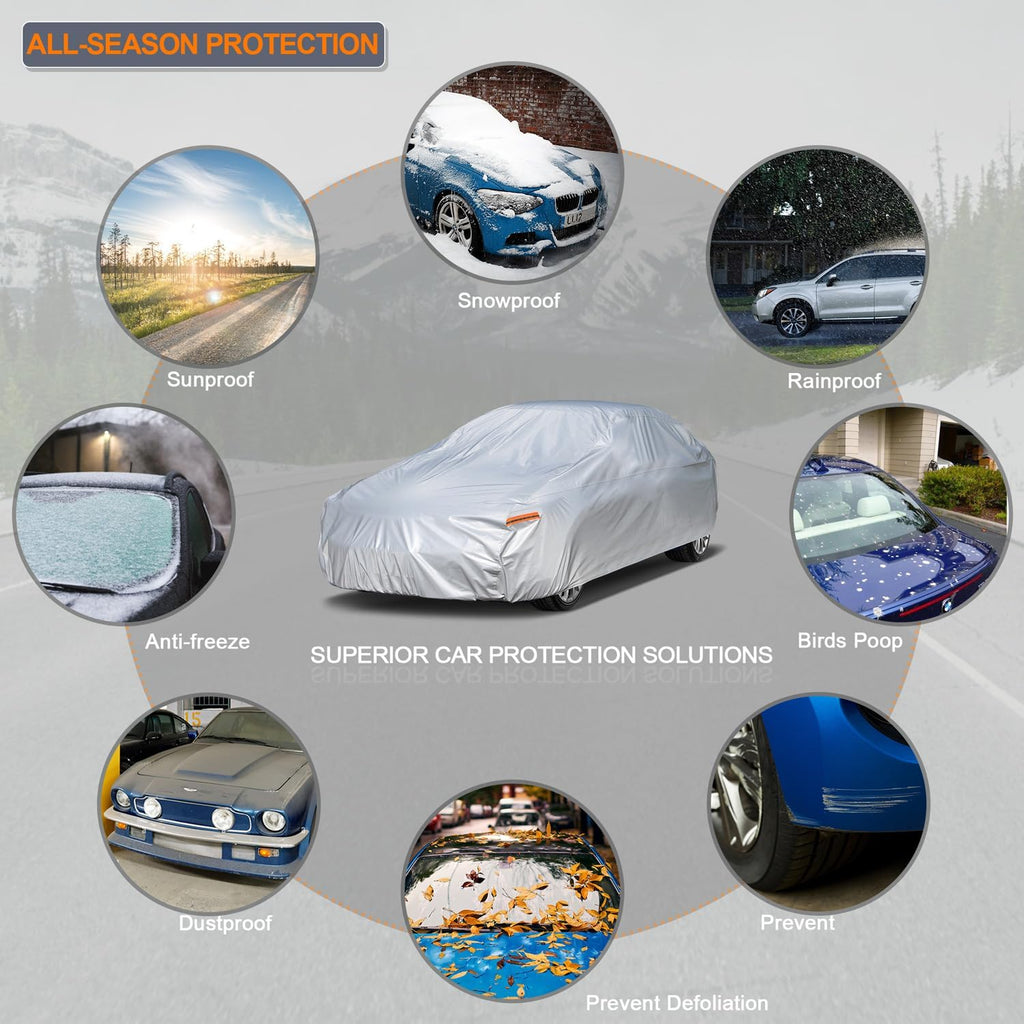 Kayme Car Cover Waterproof All Weather for Automobiles, Universal Fit for Sedan/Sports/Coupe Car Fit Mazda Miata MX5, Honda S2000.(up to 165 inch)