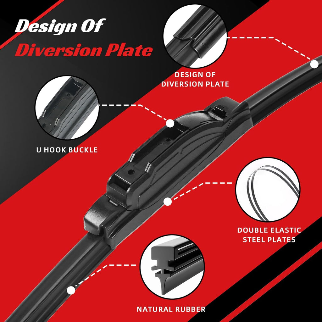 OTUAYAUTO Premium Windshield Wiper Blades - Replacement for Nissan Juke 2011-2017 - Precision Fit, All-Weather Performance, Front and Rear Wiper Blades, J/U Hook - 22"+14"+12" (Pack of 3)