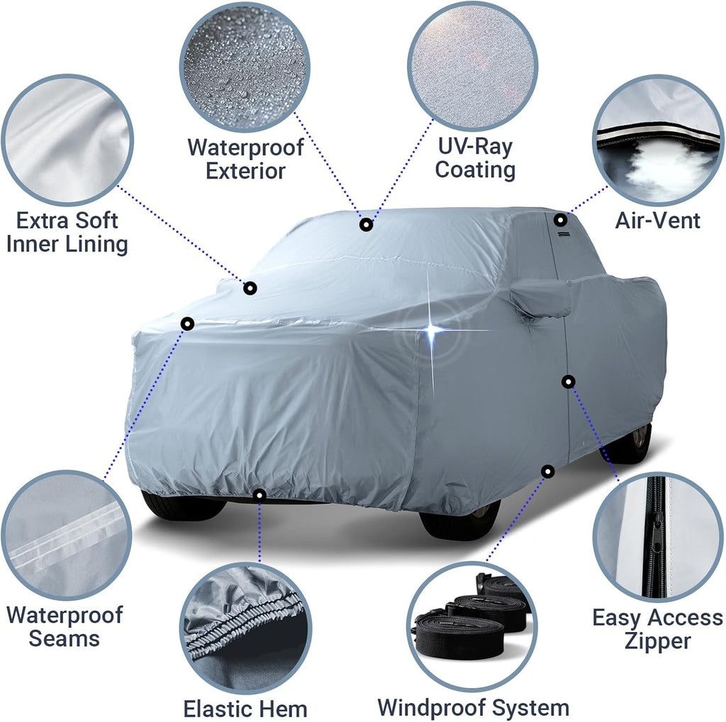 iCarCover Fits 2008-2014 Titan Crew Cab, 7.3 ft Long Bed Nissan Truck Cover Automobiles Form-Fit Padded Full Exterior Waterproof Automobiles Protection Covers