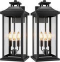 20" Large Outdoor Light Fixtures 3-Light 2 Pack, Black Outside Modern Porch Lights for House, Exterior Wall Sconce Lanterns Wall Mounted Waterproof Outdoor Coach Lamps for Garage E12