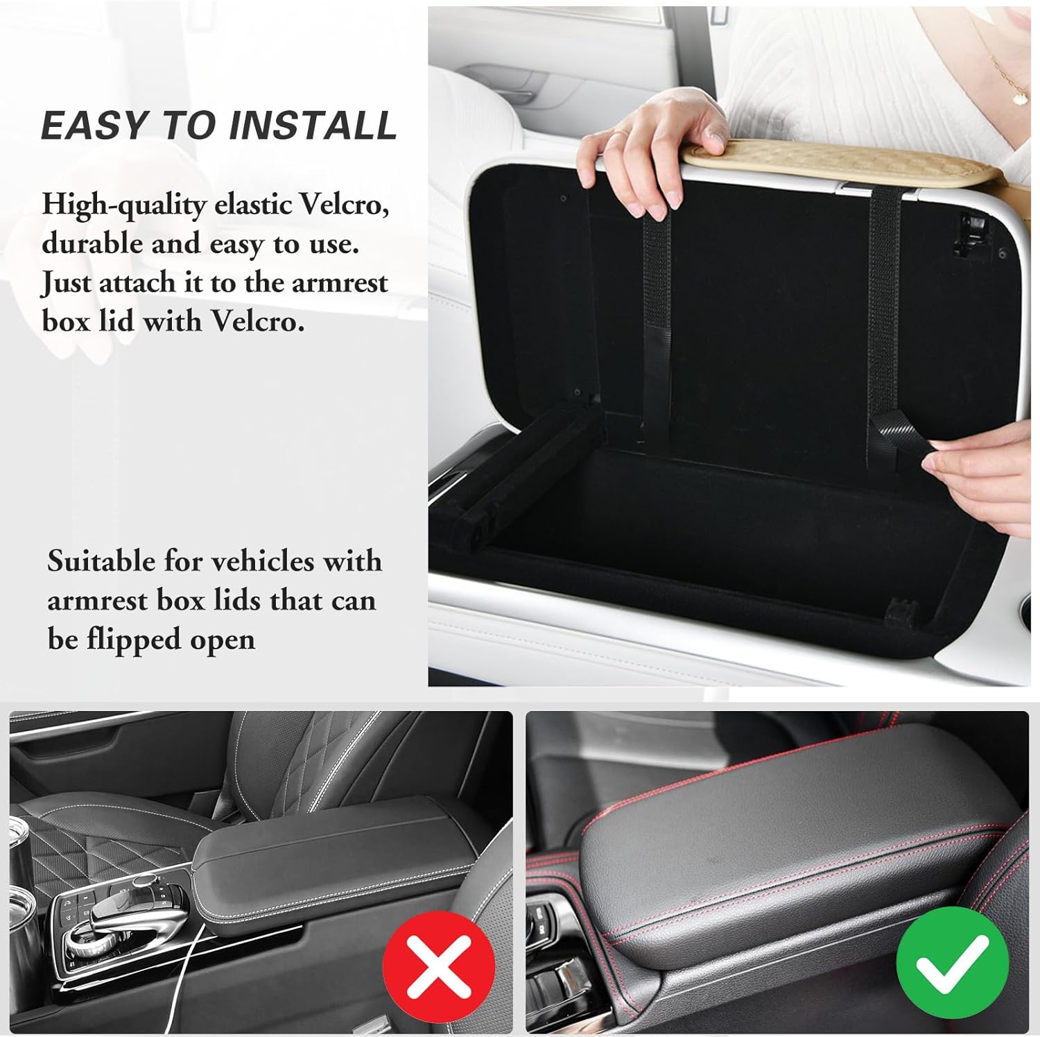 Car Center Console Cover, Armrest Cover for Storing Water Cups, Tissues, Cards, and Phones, 4-in-1 Center Cover with Soft Leather and High Resilience Memory Foam (Light Beige)