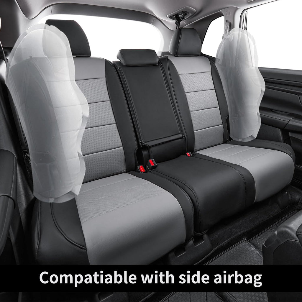Coverdream CRV Leather Seat Covers Custom Fit for 2023-2025 2026 Honda CR-V LX,EX,EX-L,Sport Series,Hybrid,Trailsport,Fully Covered,Airbag Compatible Waterproof Car Seat Protector(Full Set,Black/Gray)