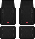 Rubbermaid Car Floor Mat, Heavy Duty All-Weather Car Mats Full Set with Dual-Tone Black Aluminum Inserts – Universal Fit, Anti-Slip Backing, Trim-to-Fit for Most SUV, Sedan, Van