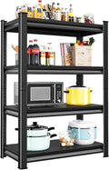 1400LBS Garage Storage Shelves Heavy Duty, 35" W x 16" D x 66" H,4-Tier Garage Shelving Heavy Duty, Industrial Metal Shelving Units for Basement,Fish Tank,Black