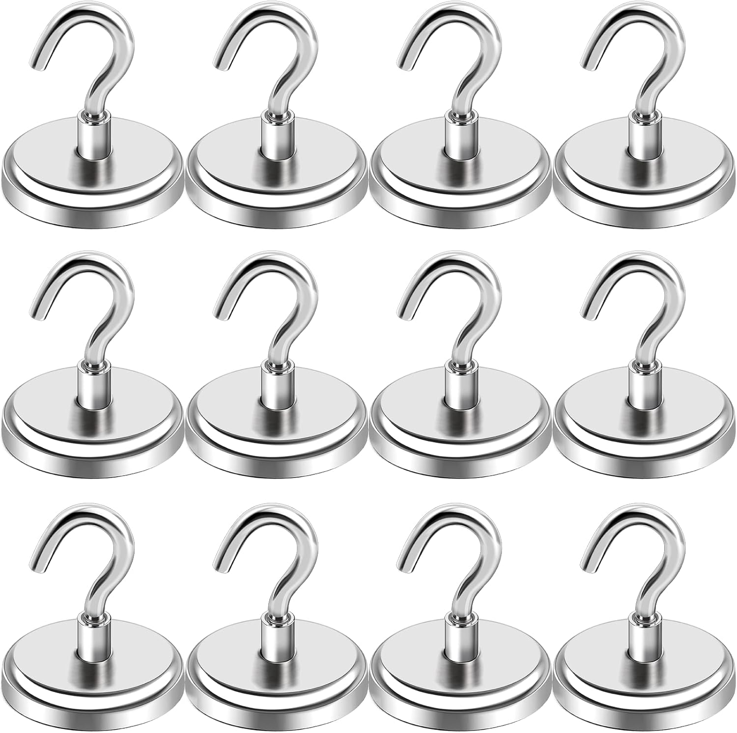 LOVIMAG 100LBS Heavy Duty Magnetic Hooks, Strong Neodymium Magnet Hooks for Hanging, Rare Earth Magnets with Hooks for Locker Accessories, Kitchen, Classroom, Office, Ceiling,Cruise Cabins, etc-12pcs