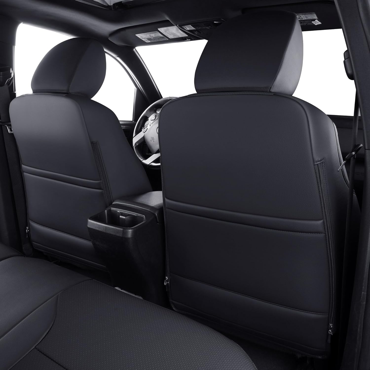 LUCKYMAN CLUB Tacoma Custom Fit Seat Covers for 2024 2025 Tacoma Crew Cab with Faux Leather (Black & Red)