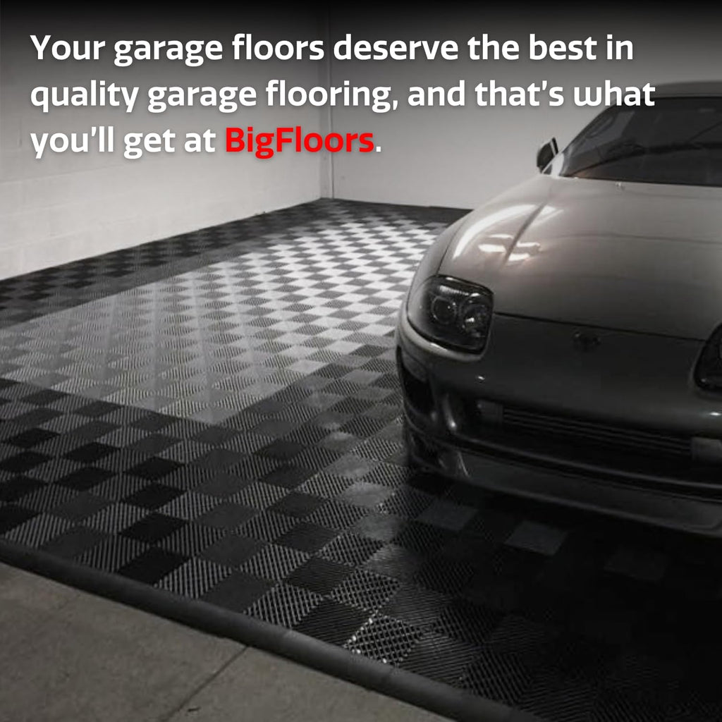 RaceDeck Free-Flow Open Rib Self-Draining Design, Durable Copolymer Plastic Interlocking Modular Garage Flooring Tile (Bright Blue, 48 Pack of 12 x 12" Tiles)