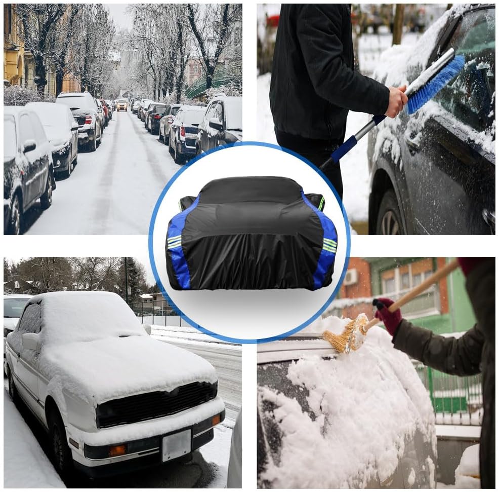 Avecrew Car Cover for Ford Mustang Waterproof All Weather for Automobiles, Outdoor Full Exterior Covers Fit Sedan Without Zipper Door Design