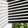 Persilux Cordless Zebra Blinds for Windows Free-Stop Roller Windows Shades (34" W X 47" H, Black) Dual Layer Light Control for Day and Night, Light Filtering Sheer Shades for Home, Easy to Install