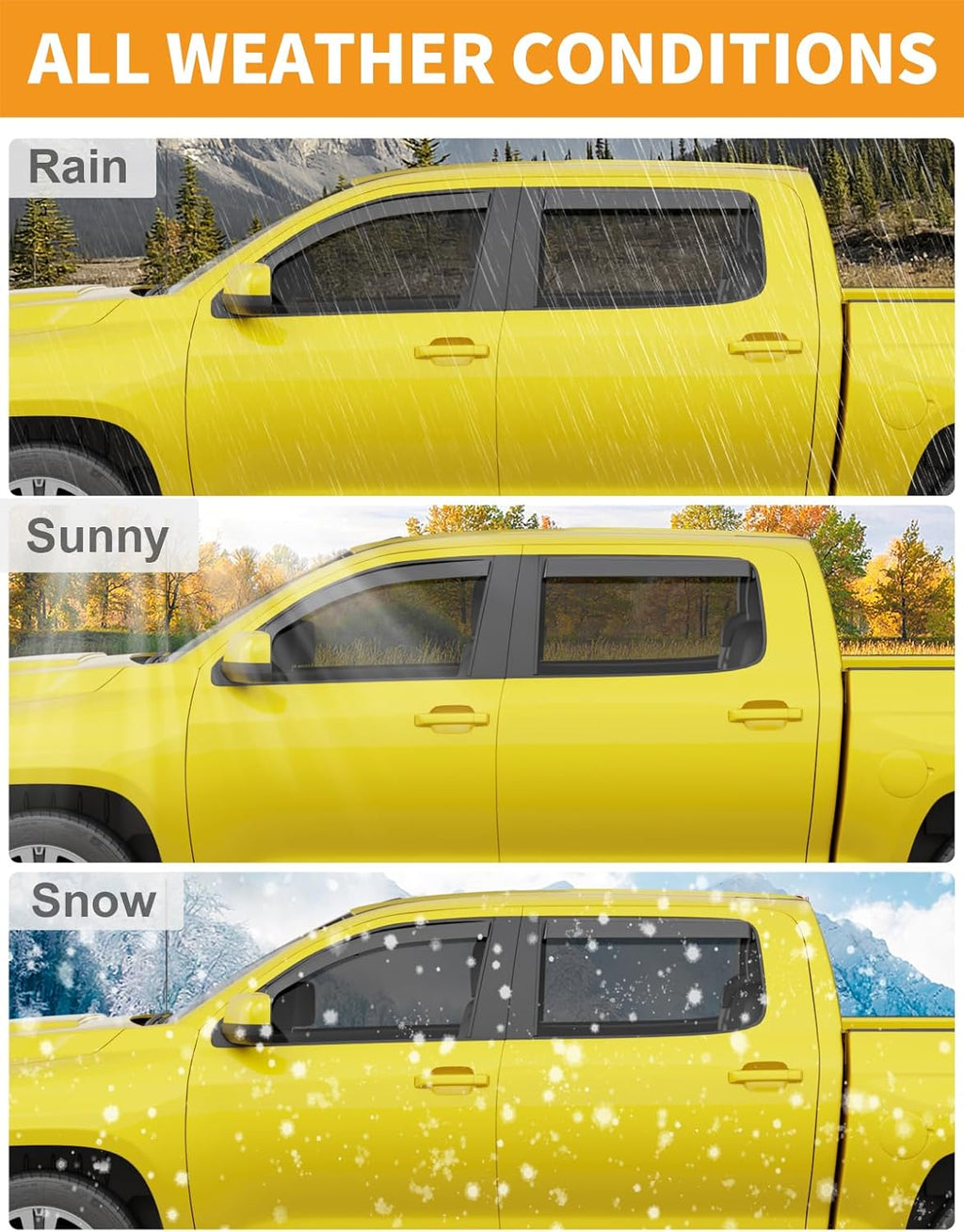 in-Channel Window Rain Guards Fit for 2007-2021 Toyota Tundra CrewMax Truck Extra Durable Window Deflectors Vent Visors Shades Car Accessories Visors Rain Guards -4 pcs