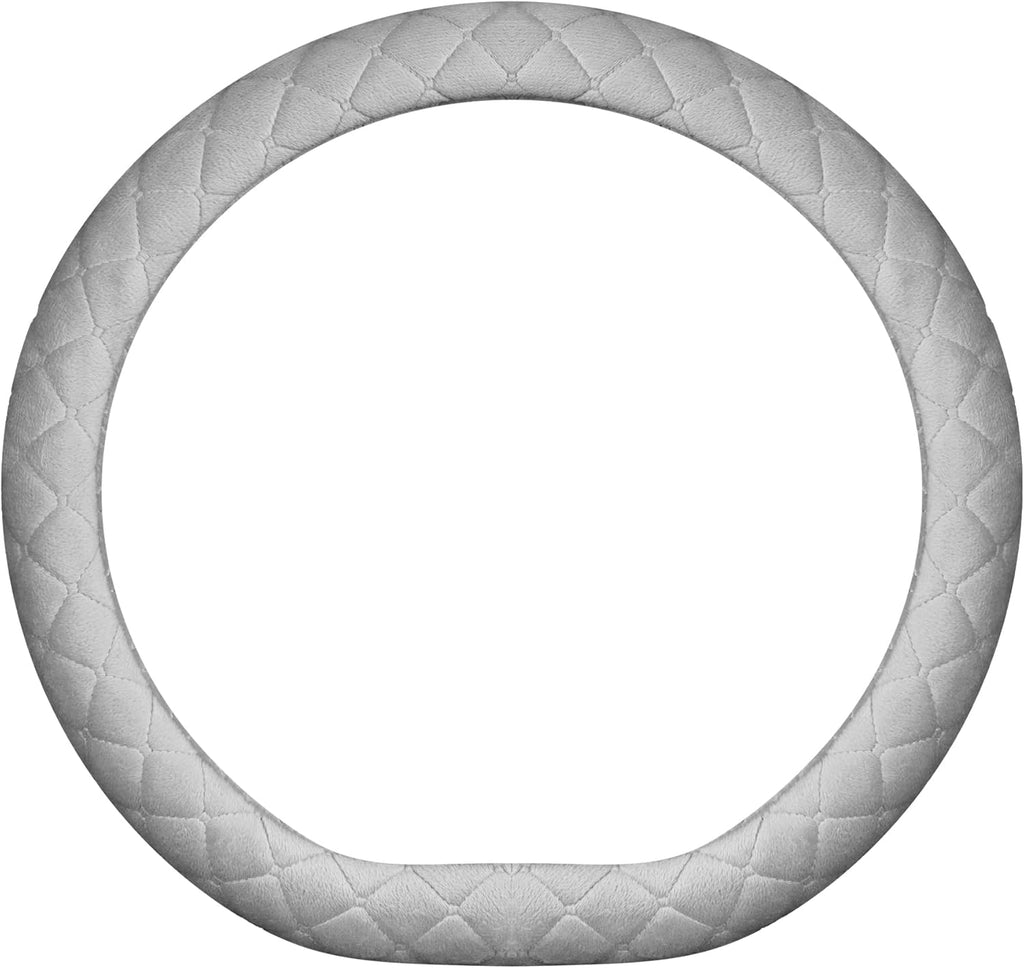 Soft Car Steering Wheel Cover for Sedan, SUV, Warm Luxury Velvet, Odorless, Universal, Anti Slip, Summer Winter, Gray, D Shape(Flat Bottom)