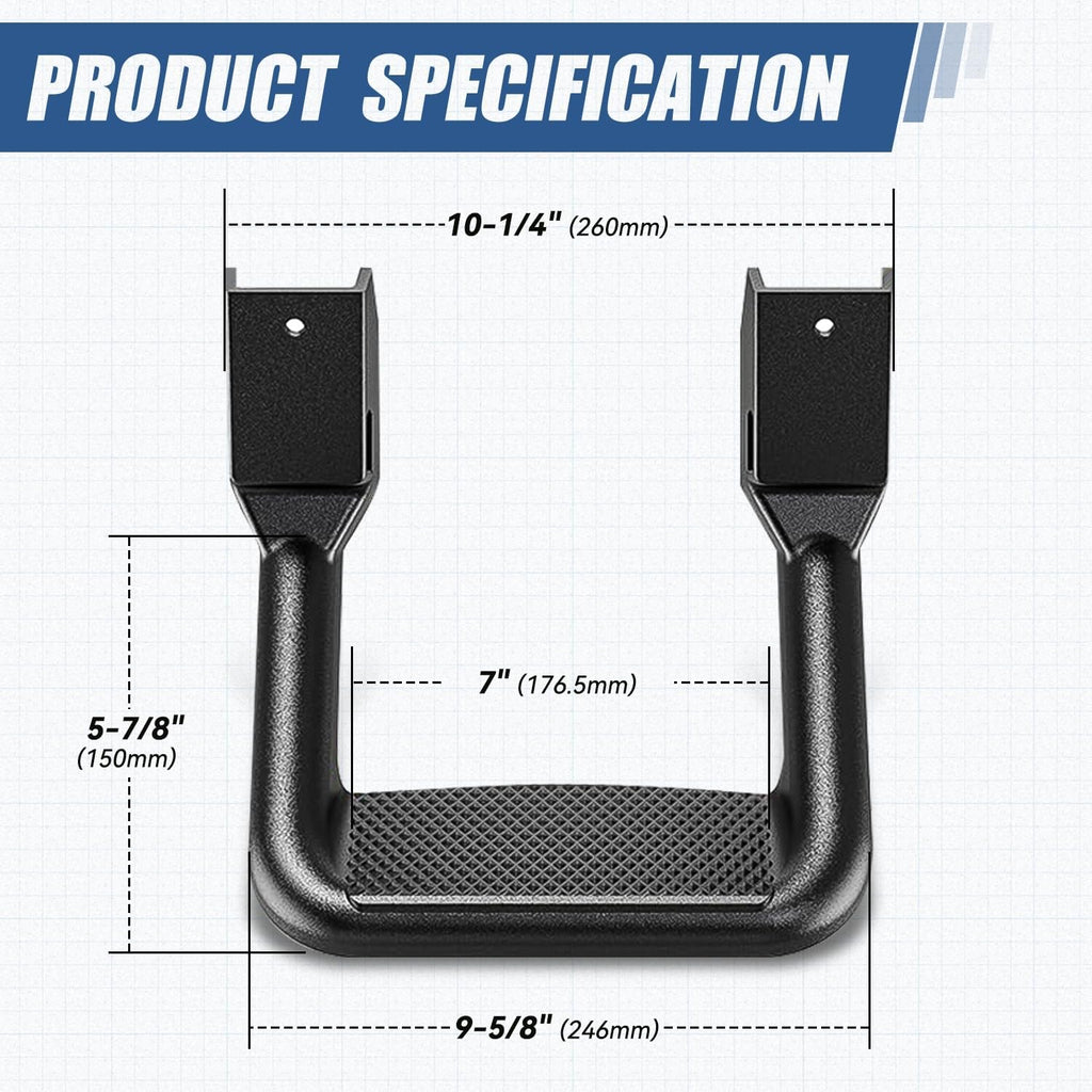 Auto Dynasty Universal Side Step for Pickups & Trucks, Aluminum, Black Coated, Set of 2