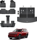 Floor Mats for 2024 2025 Hyundai Santa Fe 6-Seat/7-Seat (Fit Hybrid and Fuel), All Weather TPE Floor Mat and 2-in-1 Cargo Mat with Backrest Mat for Santa Fe Accessories