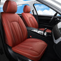 Red Car Seat Covers,Leather Car Seat Covers 2 Front Seats,Waterproof Breathable Full Wrapping Edge Seat Covers, Luxury Automotive Seat Protecor Covers for Most Cars