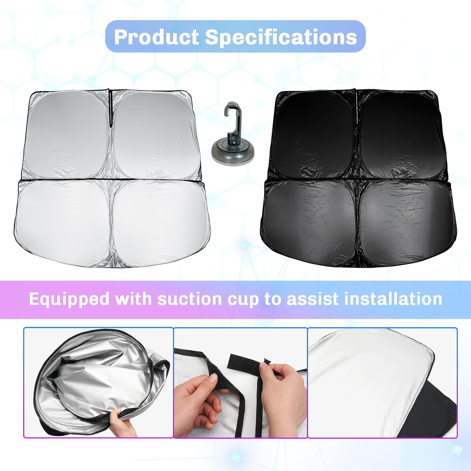 SXCY for 2024 2025 Tesla Cybertruck Windshield Sunshade for Tesla Cybertruck 2024 2025 Accessories 2025 Cybertruck Sunshade Foldable Sun Shield 2025 Cybertruck Sun Shade Sun Protector Block UV Rays
