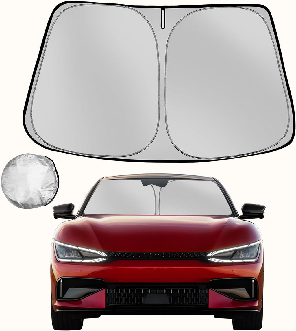 Windshield Sun Shade for 2022-2025 Kia EV6 Foldable Sun Sunshade for Car Front Window Blocks UV Rays and Heat Automotive Interior Protector Custom Fit Accessories